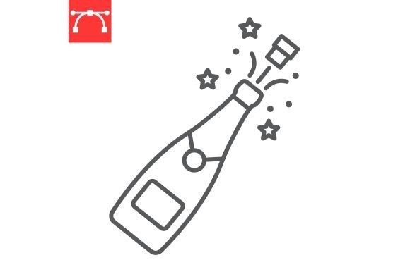 Champagne Pop Line Icon: Elegant Icons for Branding