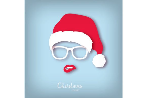 Girl Santa with Red Lips: Bold Icons for Holiday Branding