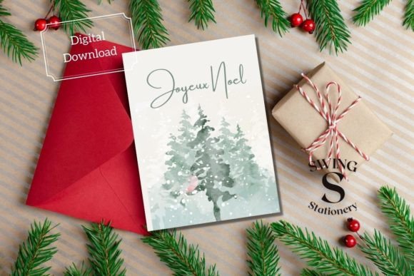 Joyeux Noel Watercolor Bird Tree Card Review