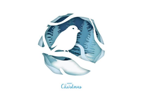 Paper Art Bird in Winter: Premium Backgrounds