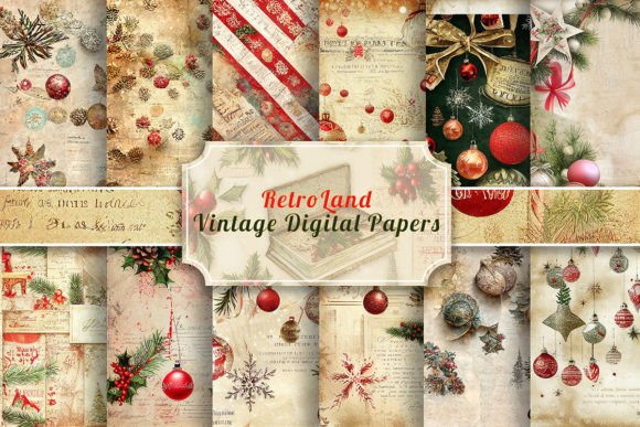 RetroLand Vintage Christmas Paper Textures