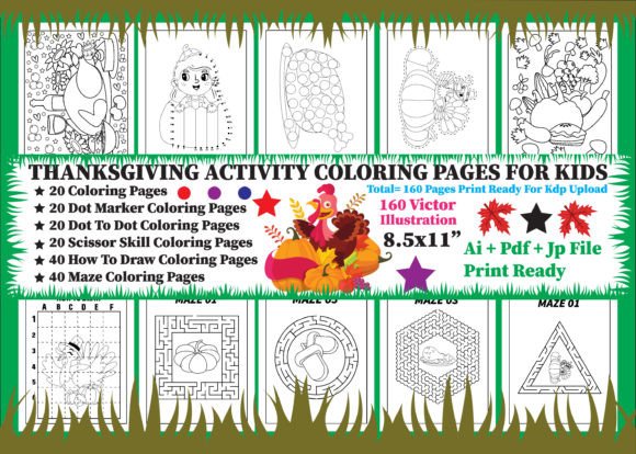 Reviewing Thanksgiving Activity Coloring Pages