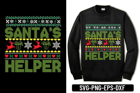 Ugly Sweater - Santa's Helper: T-Shirt Designs Review
