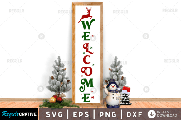Welcome Christmas Porch Sign SVG for Crafts