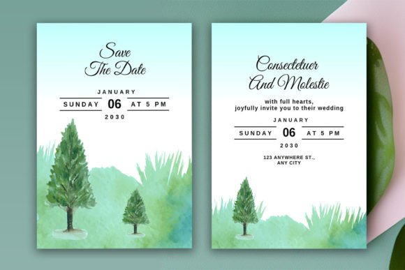Winter Mountain Pine Tree Wedding Card Review