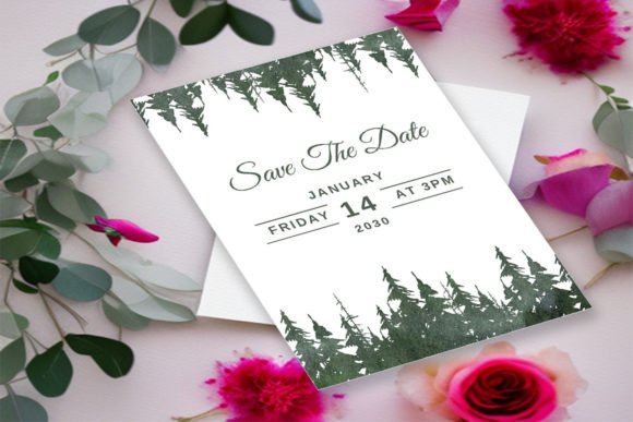 Winter Pine Tree Wedding Invitation Card Review: Print Templates