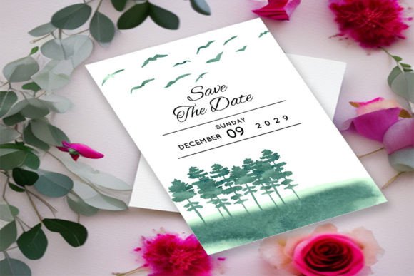 Winter Wedding Card with Mountains Print Templates