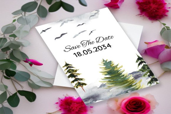Woodland Winter Wedding Card Pine Tree Print Templates Review